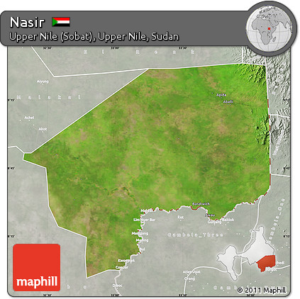 Satellite Map of Nasir, lighten, semi-desaturated