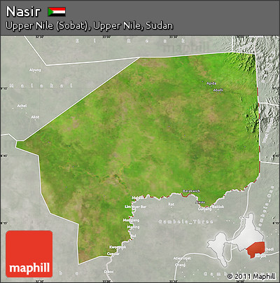 Satellite Map of Nasir, lighten, semi-desaturated