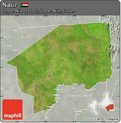 Satellite Map of Nasir, lighten, semi-desaturated
