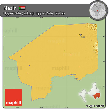 Savanna Style Map of Nasir, single color outside