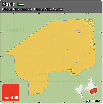 Savanna Style Map of Nasir, single color outside