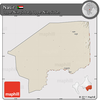 Shaded Relief Map of Nasir, cropped outside