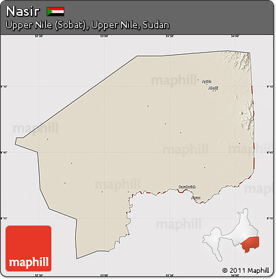 Shaded Relief Map of Nasir, cropped outside