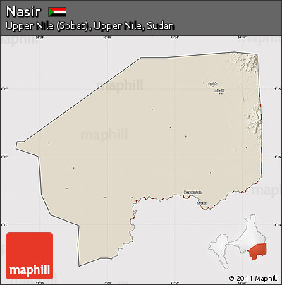 Shaded Relief Map of Nasir, cropped outside