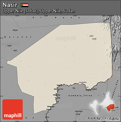 Shaded Relief Map of Nasir, darken, desaturated