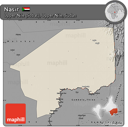 Shaded Relief Map of Nasir, darken, desaturated