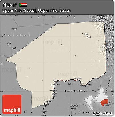 Shaded Relief Map of Nasir, darken, desaturated