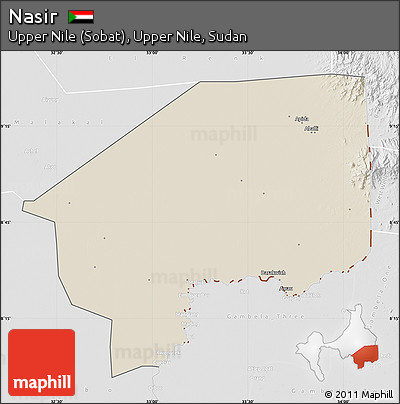 Shaded Relief Map of Nasir, lighten, desaturated