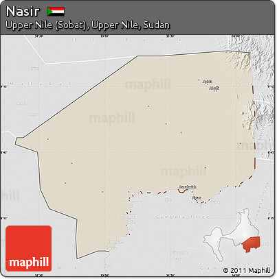 Shaded Relief Map of Nasir, lighten, desaturated
