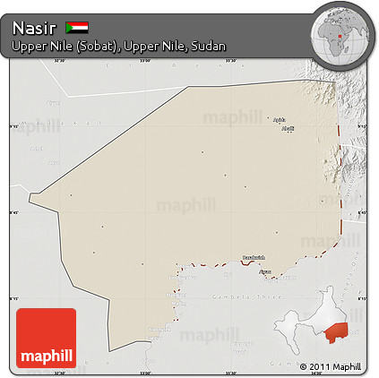 Shaded Relief Map of Nasir, lighten, semi-desaturated