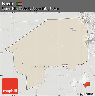 Shaded Relief Map of Nasir, lighten, semi-desaturated