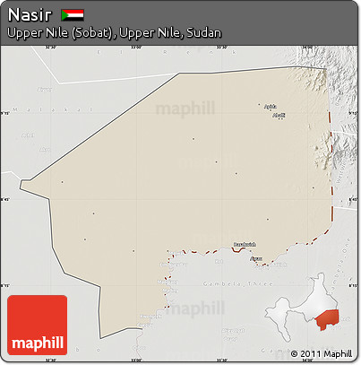 Shaded Relief Map of Nasir, lighten, semi-desaturated