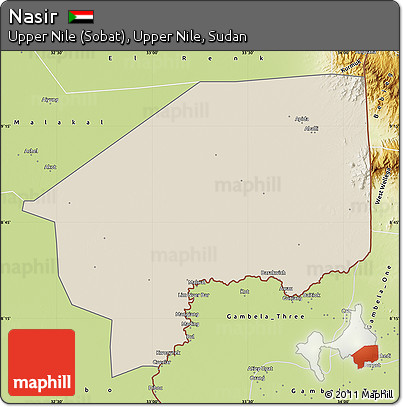 Shaded Relief Map of Nasir, physical outside