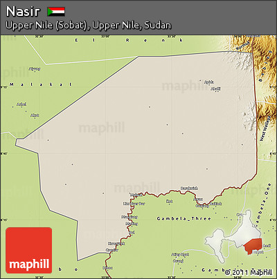 Shaded Relief Map of Nasir, physical outside