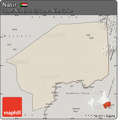 Shaded Relief Map of Nasir, semi-desaturated