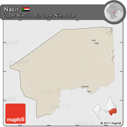 Shaded Relief Map of Nasir, single color outside