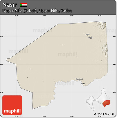 Shaded Relief Map of Nasir, single color outside