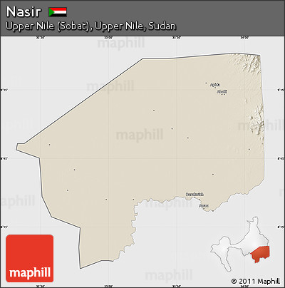 Shaded Relief Map of Nasir, single color outside