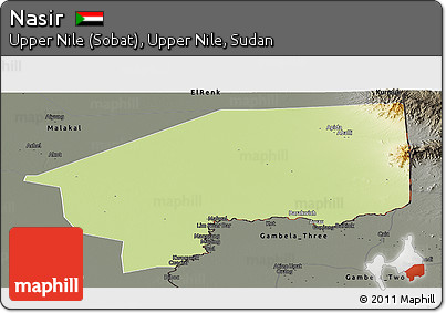 Physical Panoramic Map of Nasir, darken, semi-desaturated