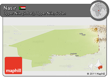 Physical Panoramic Map of Nasir, lighten