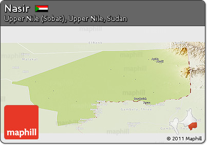 Physical Panoramic Map of Nasir, lighten