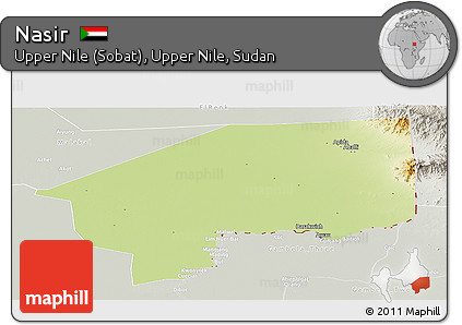 Physical Panoramic Map of Nasir, lighten, semi-desaturated