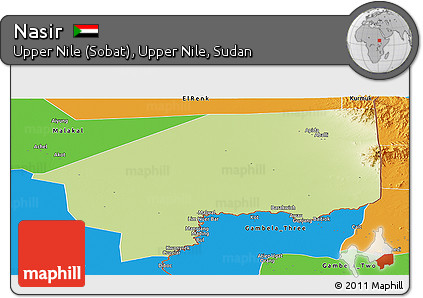 Physical Panoramic Map of Nasir, political outside