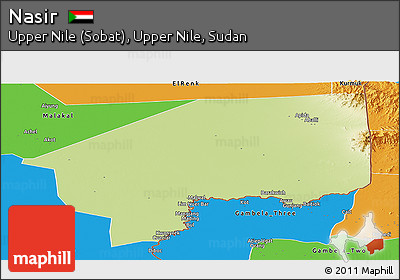 Physical Panoramic Map of Nasir, political outside
