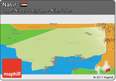 Physical Panoramic Map of Nasir, political outside