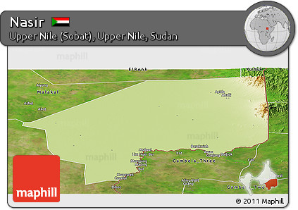 Physical Panoramic Map of Nasir, satellite outside