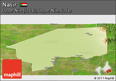 Physical Panoramic Map of Nasir, satellite outside