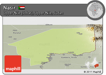 Physical Panoramic Map of Nasir, semi-desaturated