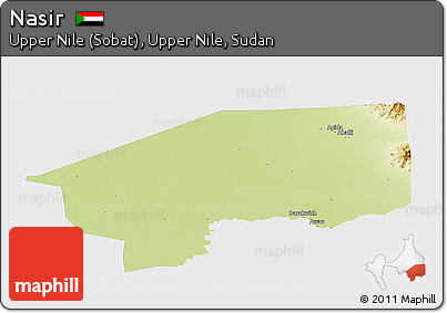 Physical Panoramic Map of Nasir, single color outside