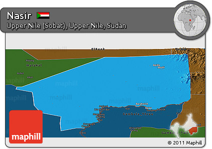 Political Panoramic Map of Nasir, darken