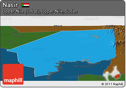 Political Panoramic Map of Nasir, darken