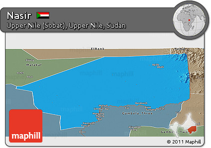 Political Panoramic Map of Nasir, semi-desaturated