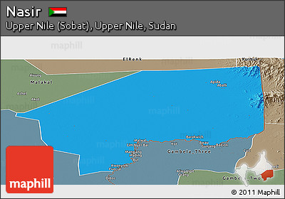 Political Panoramic Map of Nasir, semi-desaturated