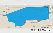 Political Panoramic Map of Nasir, shaded relief outside