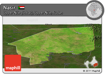 Satellite Panoramic Map of Nasir, darken