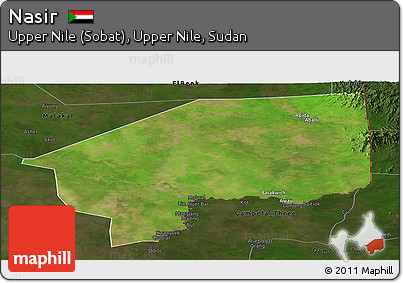 Satellite Panoramic Map of Nasir, darken
