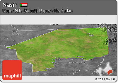 Satellite Panoramic Map of Nasir, desaturated