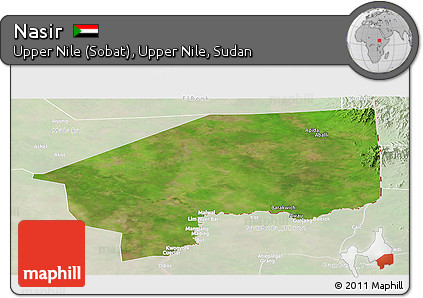 Satellite Panoramic Map of Nasir, lighten