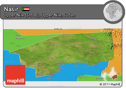 Satellite Panoramic Map of Nasir, political outside