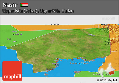 Satellite Panoramic Map of Nasir, political outside