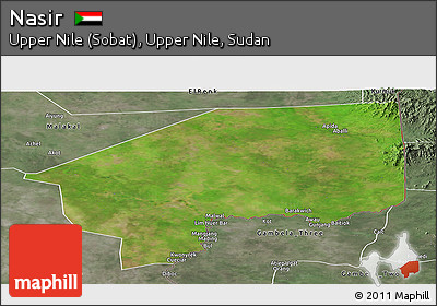 Satellite Panoramic Map of Nasir, semi-desaturated