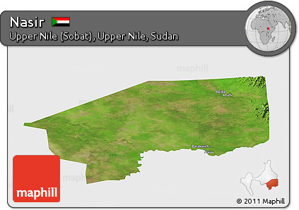 Satellite Panoramic Map of Nasir, single color outside