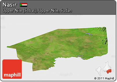 Satellite Panoramic Map of Nasir, single color outside