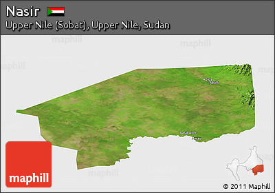 Satellite Panoramic Map of Nasir, single color outside