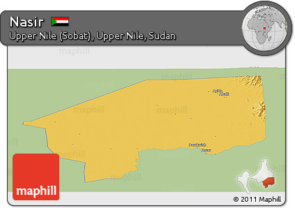 Savanna Style Panoramic Map of Nasir, single color outside