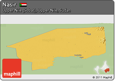 Savanna Style Panoramic Map of Nasir, single color outside